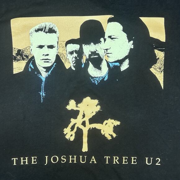 U2 The Joshua Tree Album Tour Graphic Tee Shirt Adult Size XL(44) Black Yellow - Picture 3 of 5